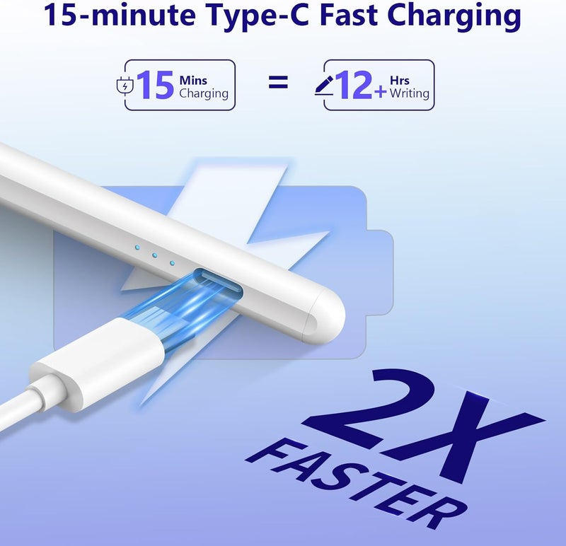 Cc Store Stylus Pen for iPad 2018-2025, Faster Charge, Palm Rejection & Tilt Sensitive Stylus Pen for iPad a16/11/10/9/8/7/6th Gen, Pro 12.9/11/13-inch M4, Air 3/4/5/M2/M3, Mini 5/6th - Image 2